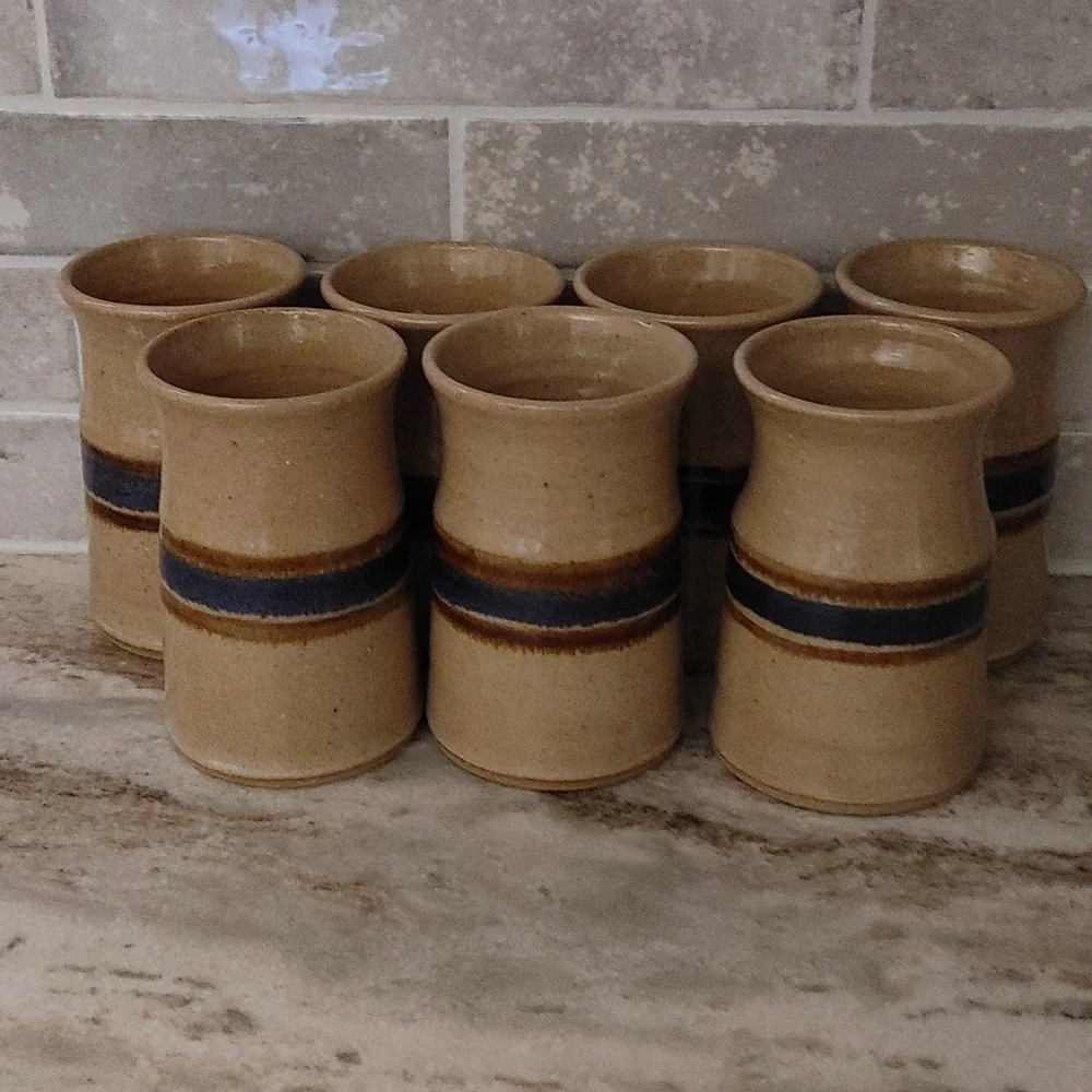 7 Salt Glazed Artisan Drinking Vessels 10 oz
